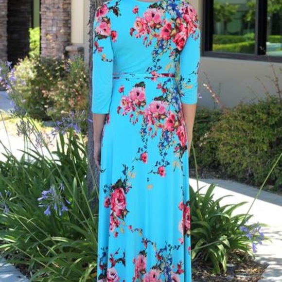 Floral 3/4 Sleeve Maxi Dress - Picture 3 of 3